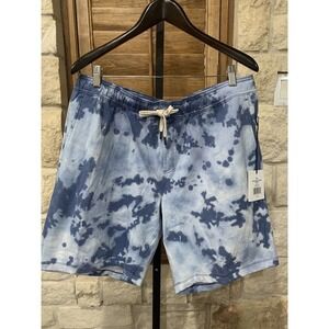 Onia Men’s Tri-Blend Fleece Shorts Light Blue Tie Dye Drawstring Waist XL NWT